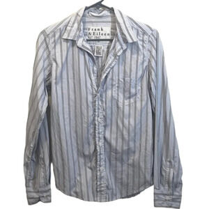 Frank and Eileen Barry blue stripe button down small